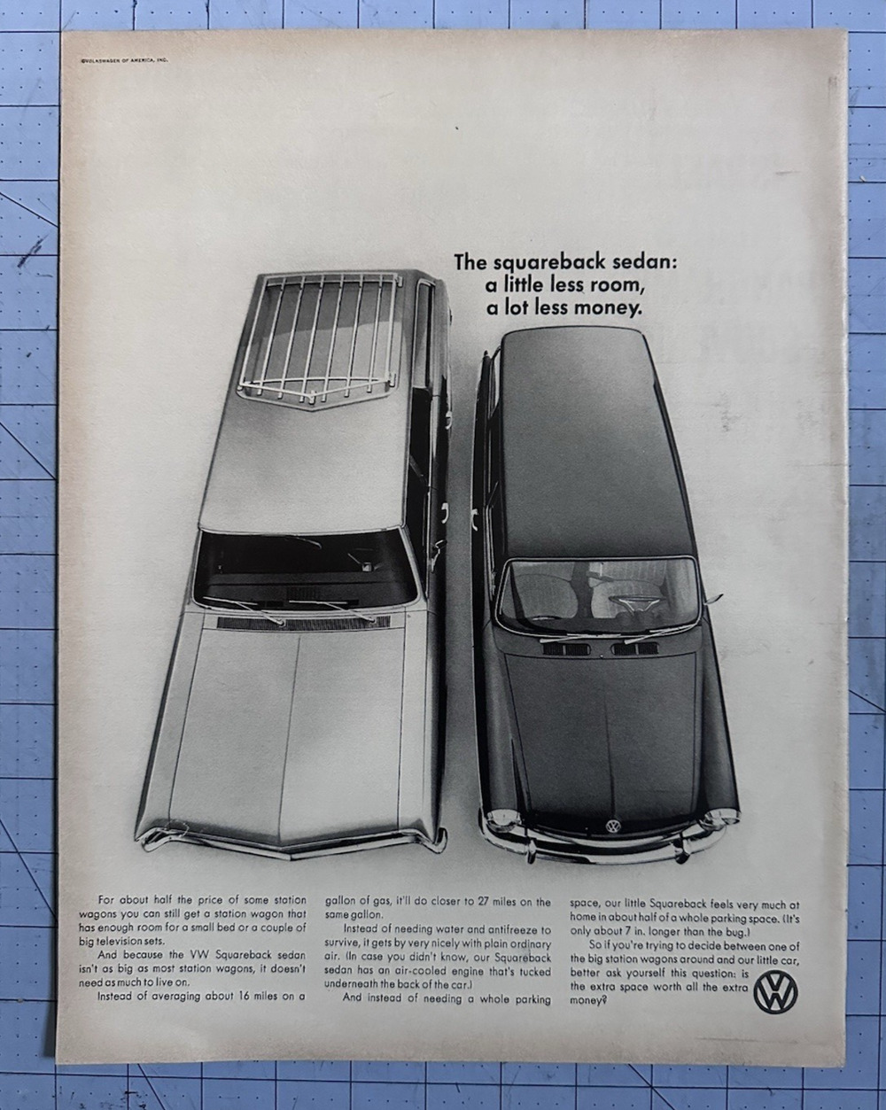 1967 Vintage Print Ad Car VW Volkswagen Station Wagon